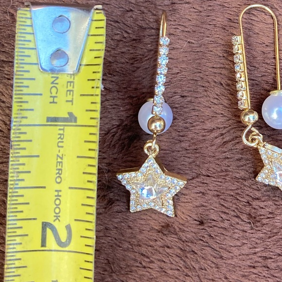🌟New Star Pearl Drop Earrings with Crystals - Picture 7 of 8